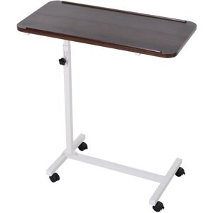 Homcom - C-Shaped Mobile Table Sofa Over Bed Side Nightstand w/ Casters, Brake Brown