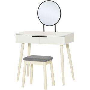 Homcom - Dressing Table Vanity Set Make Up Desk with Mirror & Stool White