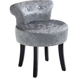 Homcom - Dressing Table Stool Vanity Seat w/ Rubber Wood Legs Bedroom - Grey