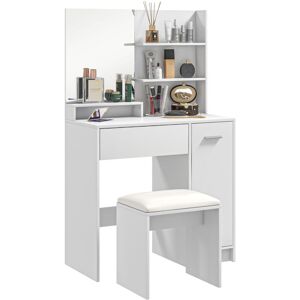 Homcom - Dressing Table with Mirror and Stool, Makeup Desk for Bedroom, White