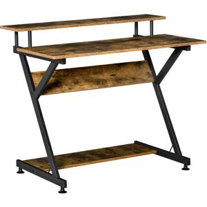 Home Office Computer Desk w/ Storage, Gaming Writing Table Brown 100cm x 60cm x 85.5cm - Homcom
