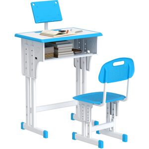 HOMCOM Kids Desk and Chair Set Adjustable Height Study Table Set w/ Drawer Blue