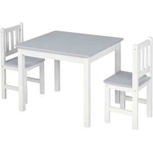 Kids Table and 2 Chairs Set 3 Pieces Toddler Multi-usage Desk Indoor Grey - Homcom