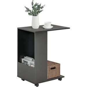 Homcom - Mobile Sofa Side Table for Laptop Coffee w/ Storage and Casters Black
