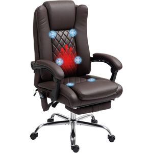 Homcom - pu Leather Massage Office Chair, Reclining Desk Chair, Brown