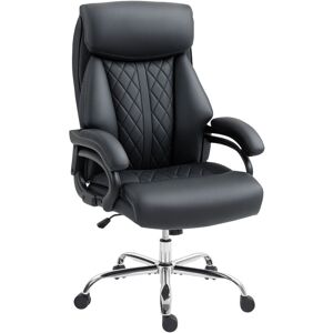 Homcom - pu Leather Office Chair with Spring Padding, Swivel Wheels, Black