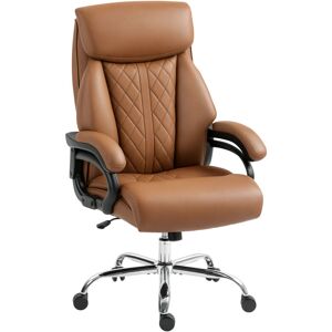 Homcom - pu Leather Office Chair with Spring Padding, Swivel Wheels, Brown