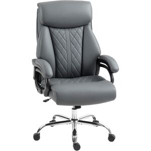Homcom - pu Leather Office Chair with Spring Padding, Swivel Wheels, Grey