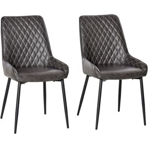 Retro Dining Chair Set of 2, pu Leather Upholstered Side Chairs - Homcom