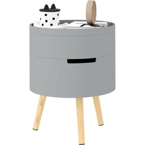 Side Coffee Table End Desk Night Stand w/ Detachable Tray, Grey - Homcom