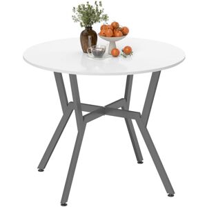 HOMCOM Small Kitchen Table with Black Steel Legs, Dining Table, High Gloss White