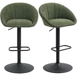 Homcom - Swivel Bar Stools Set of 2 Height Adjustable Bar Chairs Dark Green