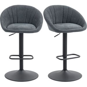 Homcom - Swivel Bar Stools Set of 2 Height Adjustable Bar Chairs Dark Grey