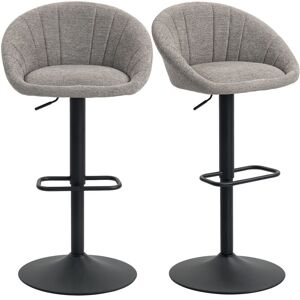 HOMCOM Swivel Bar Stools Set of 2 Height Adjustable Bar Chairs Grey