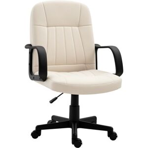 Homcom - Swivel Executive Chair pu Leather Computer Desk Chair Office Furniture Cream