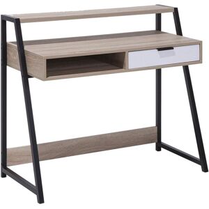 Beliani - Home Office Desk Light Wood Effect Computer Writing Desk Drawer Calvin