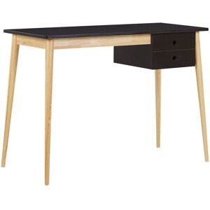Beliani - Retro Home Office Desk Light Wooden Legs 1 Drawer Study Black Ebeme
