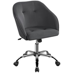 Yaheetech - Velvet Desk Chair for Home Office, Soft Height Adjustable and Swivel Computer Chair, Gray
