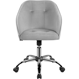 Yaheetech Velvet Desk Chair for Home Office, Soft Height Adjustable and Swivel Computer Chair, Light Gray