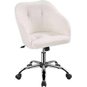 Yaheetech - Velvet Desk Chair for Home Office, Soft Height Adjustable and Swivel Computer Chair, Ivory