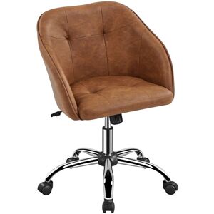 Yaheetech - Velvet Desk Chair for Home Office, Soft Height Adjustable and Swivel Computer Chair, Retro Brown