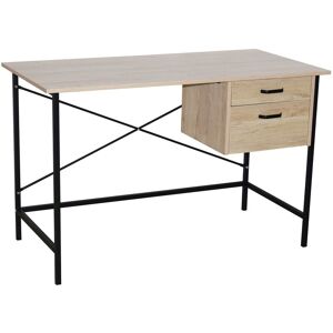 Home Source - Home Office Oak Desk Computer Table Study Laptop Writing Workstation 2 Drawers