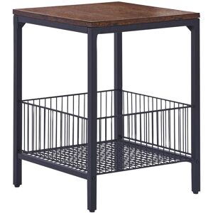 Beliani - Industrial Square Side End Table Metal Basket Dark Wood with Black 40 x 40 cm Kenner