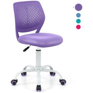 Costway - Kids School Desk Chair Ergonomic Study Chair Adjustable Rolling Swivel-Purple