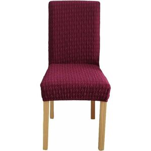 HOOPZI Knitting Chair Covers, Jacquard Plain Dining Chair Slipcover for Home Restaurant Banquet High Back Chair Protective Cover (Red wine 1 pcs)