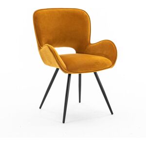 More4homes - lily modern velvet dining chair padded seat metal leg kitchen 6 pcs Mustard - Mustard