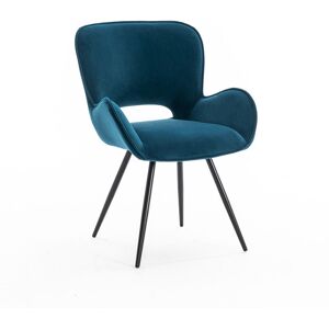 More4homes - lily modern velvet dining chair padded seat metal leg kitchen 6 pcs Blue - Blue