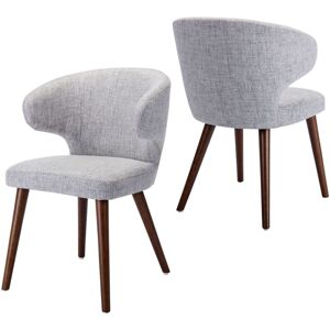WAHSON OFFICE CHAIRS Dining Chairs Set of 2 in Velvet Upholstered Leisure Corner Chairs with Wooden Legs for Home Kitchen Living Room, Gray, Wahson