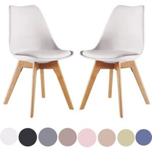 PN HOME Set of 2 Lorenzo Scandinavian Minimalist Dining Chairs with Faux Leather Cushions and Solid Wood Legs - Side Chair for Dining Room Kitchen Office
