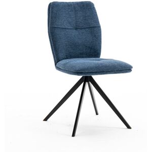 More4homes - luna modern fabric dining chair padded seat metal leg kitchen 6 pcs Blue - Blue