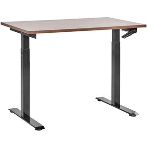 Beliani - Manually Adjustable Standing Desk Modern Office Square Feet 120 x 72 cm Dark Wood Top Black Steel Frame destines