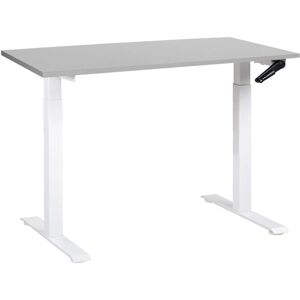 Beliani - Manually Adjustable Standing Desk Modern Office Square Feet 120 x 72 cm Grey Top White Steel Frame destines