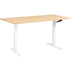 Beliani - Manually Adjustable Standing Desk Modern Office Square Feet 160 x 72 cm Light Brown Top White Steel Frame Destines