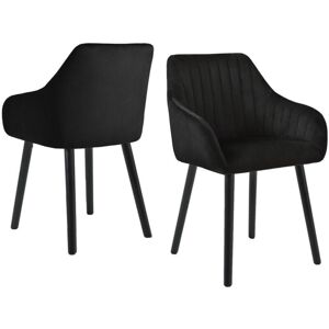 GOEURVANT Minimalist dining chairs with comfortable backrests, ergonomic armrests and sturdy wooden legs – Set of 2 - Black