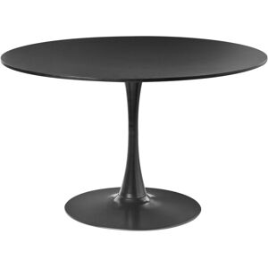 Beliani - Minimalist Round Dinner Kitchen Table mdf Top ø 120 cm Metal Base Black Boca
