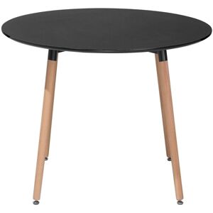 Beliani - Minimalistic Round Dinner Kitchen Table Rubberwood Round ø 90 cm Black Bovio