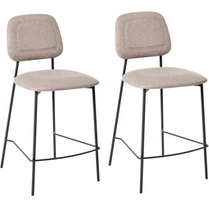 Beliani - Modern Bar Dining Chairs Set Upholstered Faux Linen Seat Iron Black Base Taupe Duette