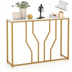Costway - Modern Console Table Faux Marble Narrow Entryway Hallway Table Accent Desk 110cm