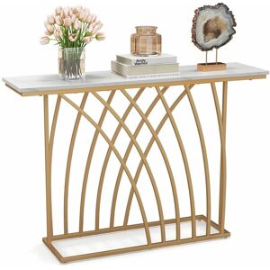 Costway - Modern Console Table Faux Marble Narrow Entryway Hallway Table Accent Desk 120cm