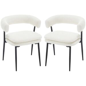 WAHSON OFFICE CHAIRS Modern Dining Chairs Set of 2 in Chenille Fabric Leisure Chairs Upholstered for Kitchen Living Room Restaurant, White, Wshson