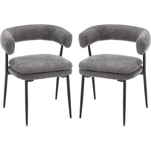 WAHSON OFFICE CHAIRS Modern Dining Chairs Set of 2 in Chenille Fabric Leisure Chairs Upholstered for Kitchen Living Room Restaurant, Grey, Wshson