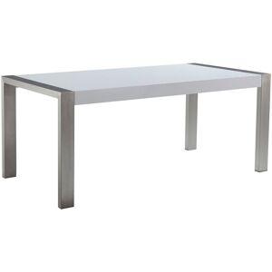 Beliani - Modern Dining Table for 6 People Brushed Stainless Steel White 180 x 90 cm Arctic