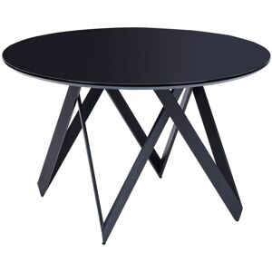 Beliani - Modern Round Dinner Kitchen Table Gloss Tabletop mdf Steel Base Legs 120 cm Black Oxhill