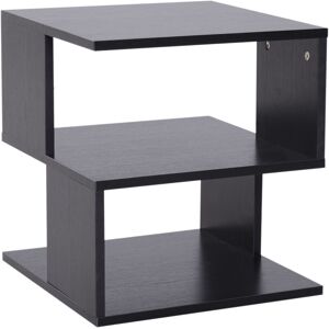 Homcom - Modern Square 2-Tier Coffee Side Table with Shelf for Living Room Black