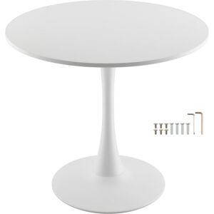 Mophorn - Round Dining Table, 31.5 in Wooden Table for 2-4 People, Modern Circular Furniture with Pedestal Base, Ideal for Home, Kitchen, Living