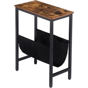 Hoobro - Narrow Side Table, Slim Sofa Side Table with Magazine Holder Sling, Narrow Bedside Table for Small Spaces, 39 x 24 x 61 cm, Easy Assembly,